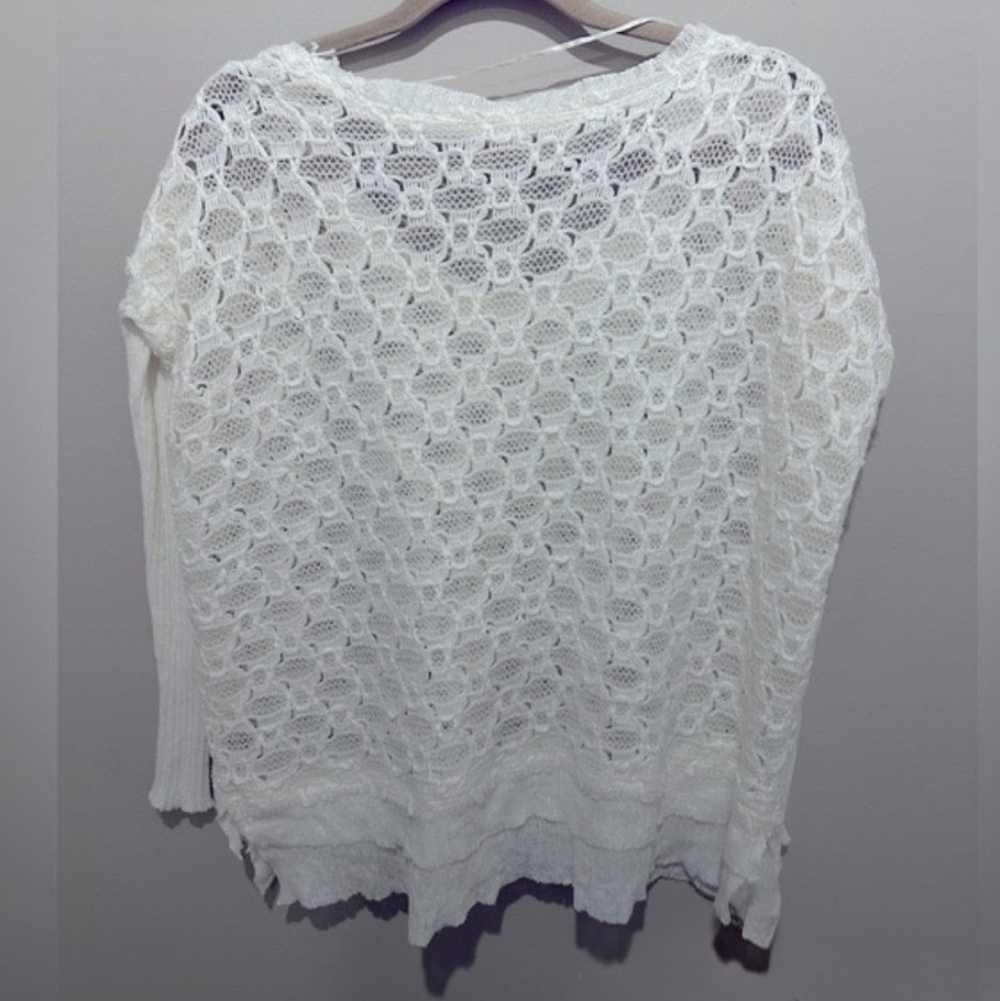 Free People Womens White Crochet Sweater Size XS - Picture 4 of 8